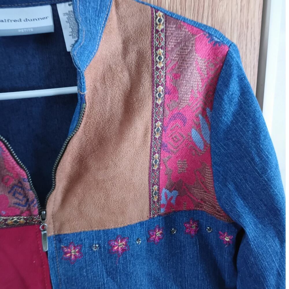 Alfred Dunner Patchwork Jacket Blazer Petite 6 Bo… - image 7